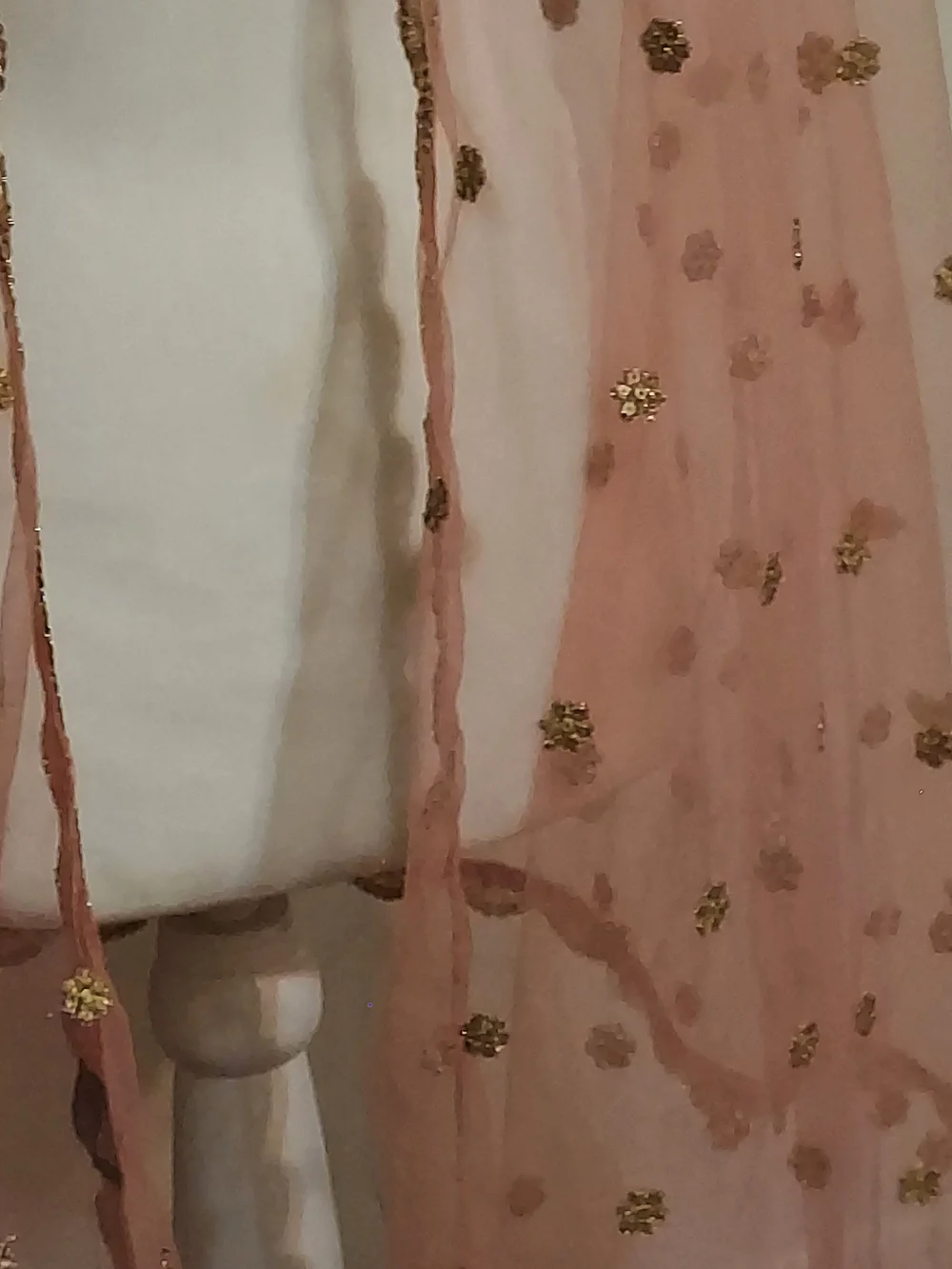 Sheer Blush Pink Gold Embellished Dupatta